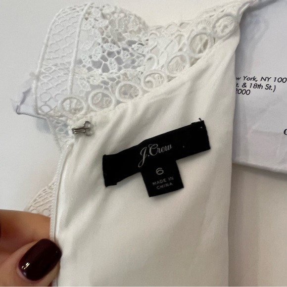 J Crew Ivory White Mixed Lace Ruffle Dress. Size  6 - Picture 3 of 6